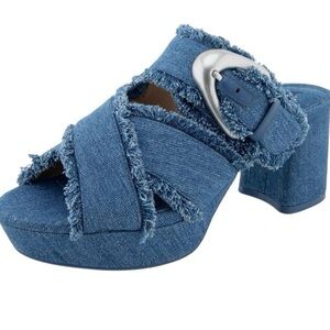 AEROSOLES Denim Blue Criss Cross Platform Sandals